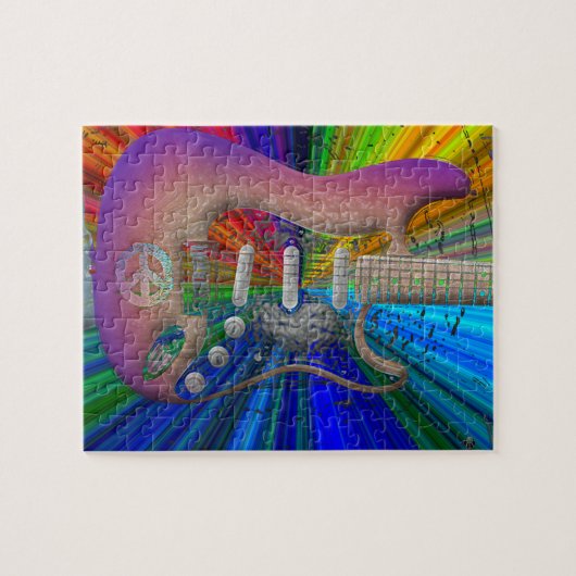 Vivid Colors Peace Guitar Puzzle Legpuzzel (Horizontaal)