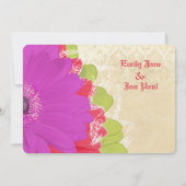 Vivid Coral Limoen & Grape Gerber Wedding Invite Kaart (Achterkant)