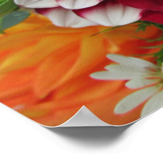 Vivid Dahlias en Zinnias Poster Art Print (Hoek)