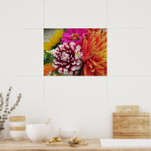 Vivid Dahlias en Zinnias Poster Art Print (Keuken)