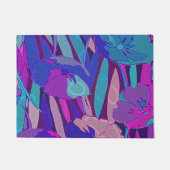 Vivid Dark Blue Paars Midnight Flowers Fine Art Deurmat (Voorkant)