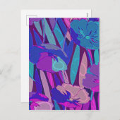 Vivid Dark Blue Paars Midnight Flowers Fine Art Feestdagenkaart (Voorkant / Achterkant)