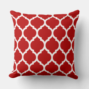 Vivid Dark Cherry Red Moroccan Quatrefoil Pattern Kussen