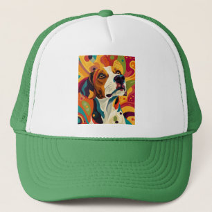 Vivid Dog Portrait – Fusion of Art en Pooch Liefde Trucker Pet