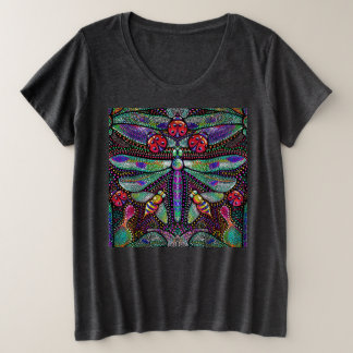 Vivid dragonfly damesthemd plus T-shirt