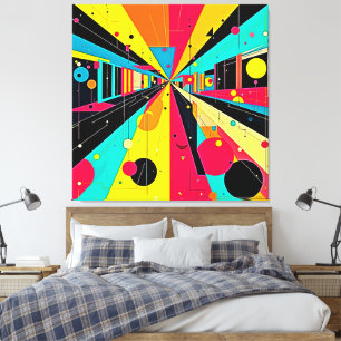 Vivid Dreams: Een Neon Odyssee Canvas Afdruk