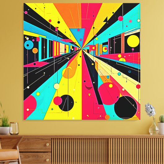 Vivid Dreams: Een Neon Odyssee Canvas Afdruk (Insitu (Woonkamer))