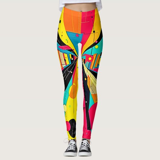 Vivid Dreams: Een Neon Odyssee Leggings (Voorkant)