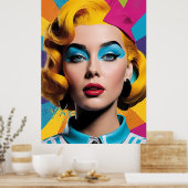 Vivid Elegance - Bold Pop Art Woman Poster (Keuken)
