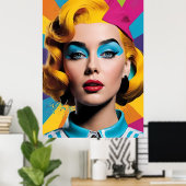 Vivid Elegance - Bold Pop Art Woman Poster (Thuiskantoor)