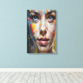 Vivid Expression – Abstracte portretkunst Canvas Afdruk (Insitu (Houten vloer))