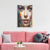 Vivid Expression – Abstracte portretkunst Canvas Afdruk (Insitu (Woonkamer))