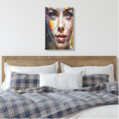 Vivid Expression – Abstracte portretkunst Canvas Afdruk (Insitu (Slaapkamer))
