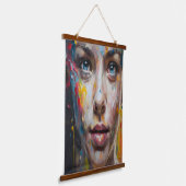 Vivid Expression – Abstracte portretkunst Hangend Wandkleed (Gebogen)