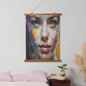 Vivid Expression – Abstracte portretkunst Hangend Wandkleed (Slaapkamer)