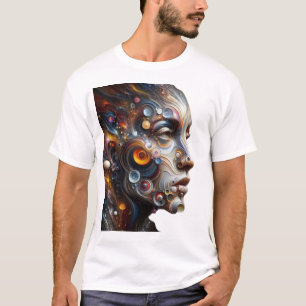 Vivid Expressions: Abstracte menselijke gezichtsku T-shirt