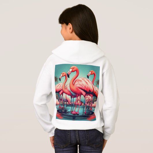 Vivid Flamingo Paradise: prachtige T-shirt Design" (Achterkant volledig)