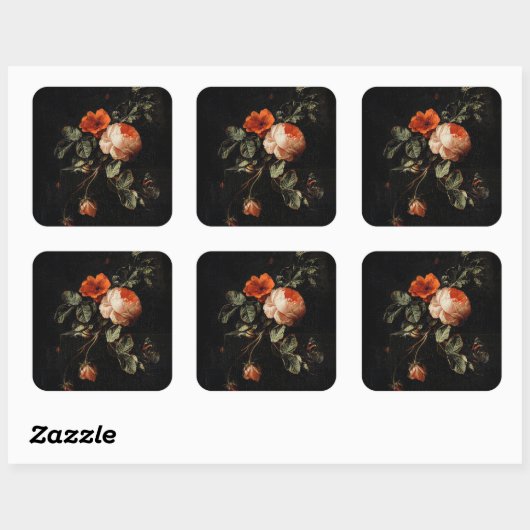 Vivid Florals Dahlia Flowers  Vierkante Sticker (Vel)