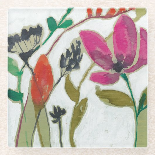 Vivid Flowers Glazen Onderzetter (Voorkant)
