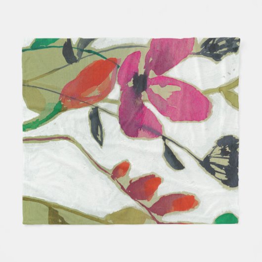 Vivid Flowers I Fleece Deken (Voorkant (Horizontaal))