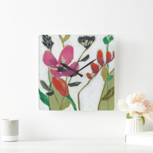 Vivid Flowers I Vierkante Klok (Huis)