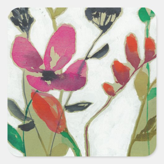 Vivid Flowers I Vierkante Sticker (Voorkant)