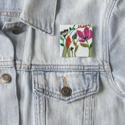 Vivid Flowers Vierkante Button 5,1 Cm (In situ)