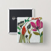 Vivid Flowers Vierkante Button 5,1 Cm (Voorkant /achterkant)