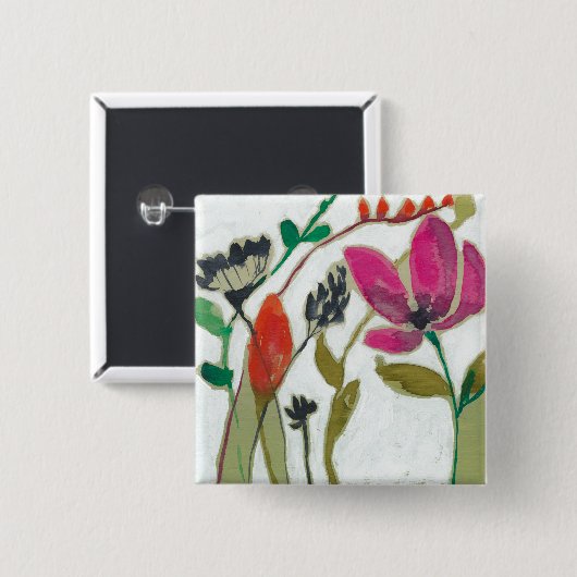 Vivid Flowers Vierkante Button 5,1 Cm (Voorkant /achterkant)