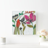 Vivid Flowers Vierkante Klok (Huis)