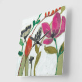 Vivid Flowers Vierkante Klok (Hoek)