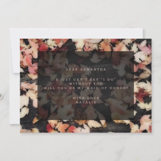 Vivid Foliage | Herfst Maid of Honor proposal Kaar (Achterkant)