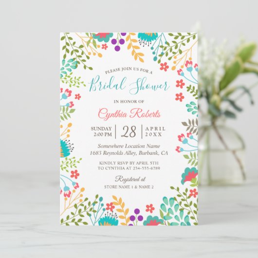 Vivid Fresh Spring Floral Cute Vrijgezellenfeest Kaart (Staand voorkant)