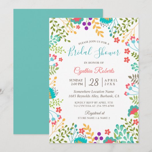 Vivid Fresh Spring Floral Cute Vrijgezellenfeest Kaart (Voorkant / Achterkant)