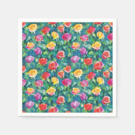 Vivid garden bloom, colorful rose pattern servet