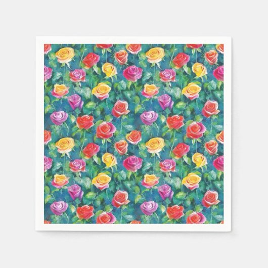 Vivid garden bloom, colorful rose pattern servet (Voorkant)
