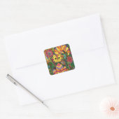 Vivid Garden Cat 2 Vierkante Sticker (Envelop)