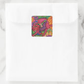 Vivid Garden Cat Vierkante Sticker (Tas)