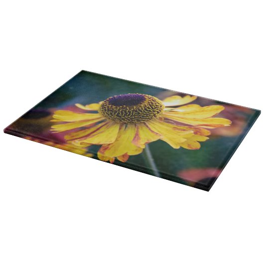 Vivid-gele Helenium met Paars centrum Snijplank (Hoek)