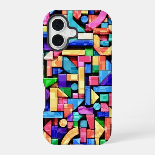 Vivid Geometric Flow iPhone 16 Hoesje (Achterkant)