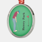 vivid Green Golfer snijdt kerstmis Metalen Ornament (Links)