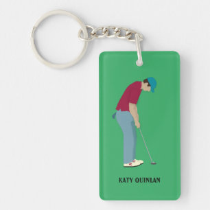 Vivid Green Golfing Therg Sleutelhanger