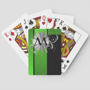 Vivid-groene en zwarte monogram pokerkaarten