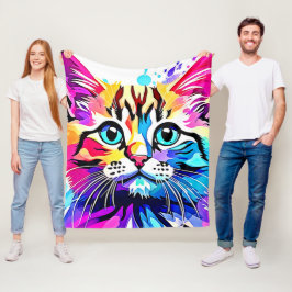 Vivid Kat Vibes Design Fleece Deken