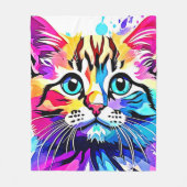 Vivid Kat Vibes Design Fleece Deken (Voorkant)