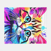 Vivid Kat Vibes Design Fleece Deken (Voorkant (Horizontaal))