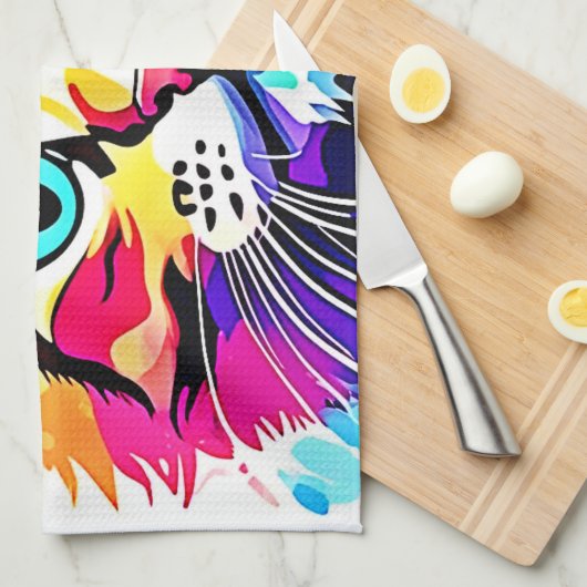 Vivid Kat Vibes Design Theedoek (Quarter Fold)