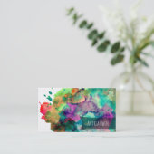 Vivid, kleurrijke Waterverf Spletters verf Visitekaartje (Staand voorkant)