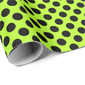 Vivid Limoen & Black Polka Dot Pattern Cadeaupapier (Rol Hoek)
