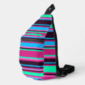Vivid Magenta, Aqua en Blue Striped Naaitas Sling Bag (Rechterhoek)